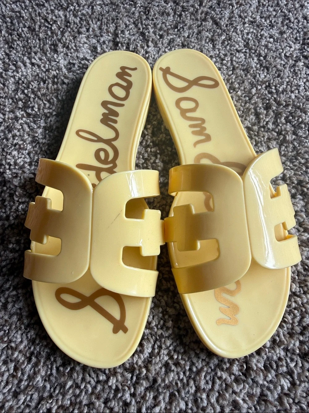 Sam Edelman Bay Jelly Sandals Slides Yellow Citron Size 9